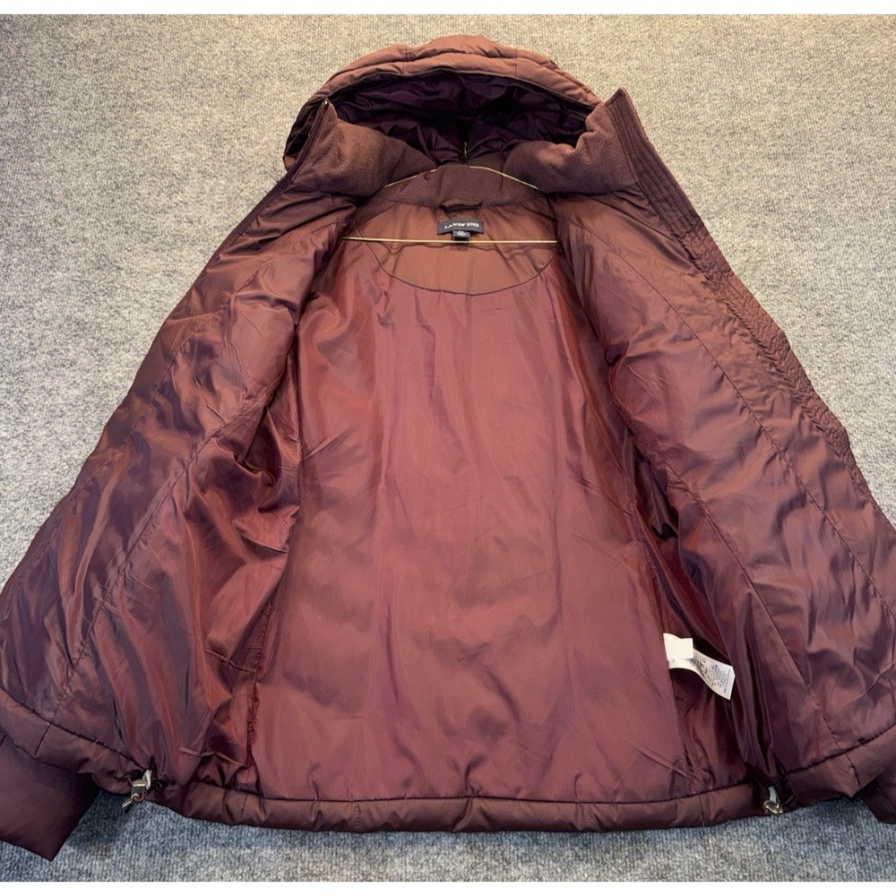 Lands' End Women's Hooded Puffer Jacket Burgundy Size Small 6-8 Winter Coat - Picture 9 of 14